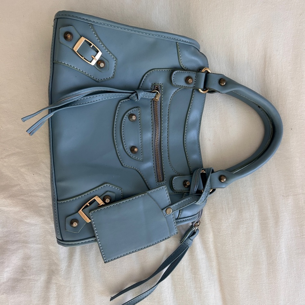 City Blue Mini Bag with Silver Hardware